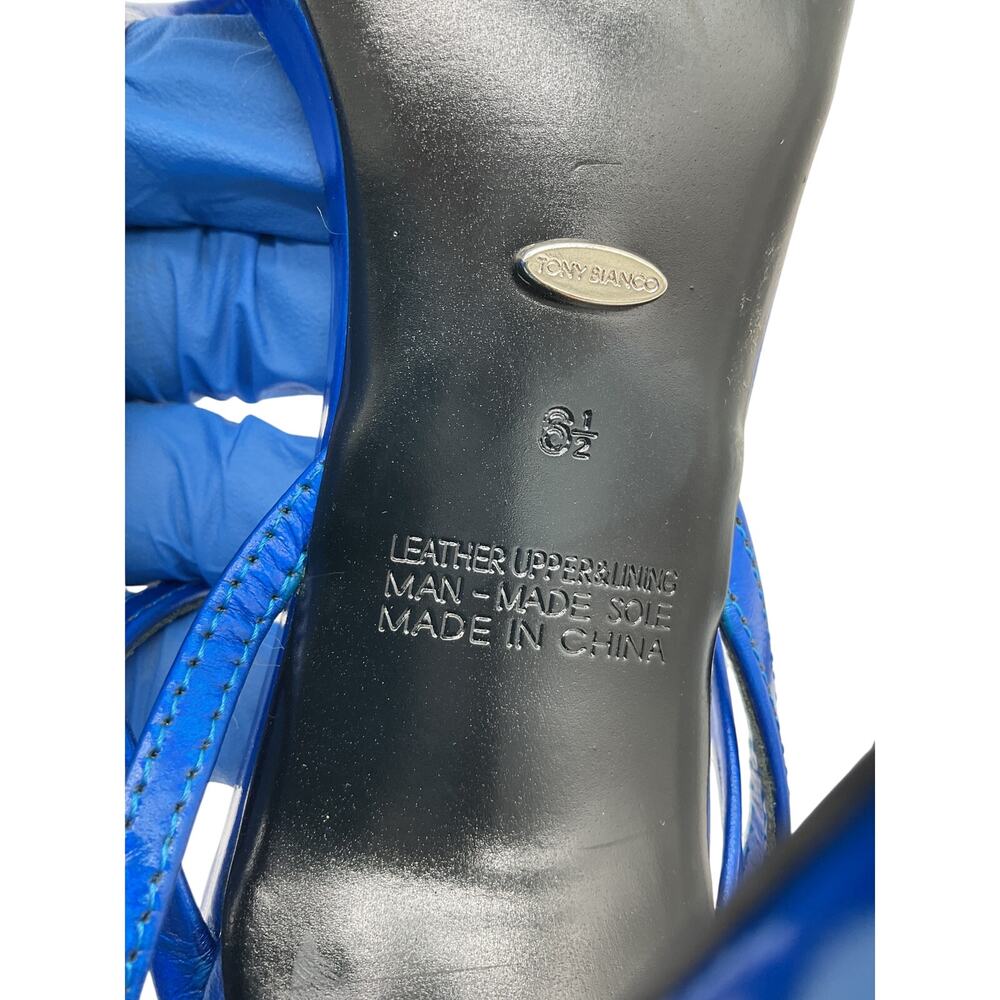 Tony Bianco Metallic Blue Strappy Stiletto Sandals - Picture 6 of 6